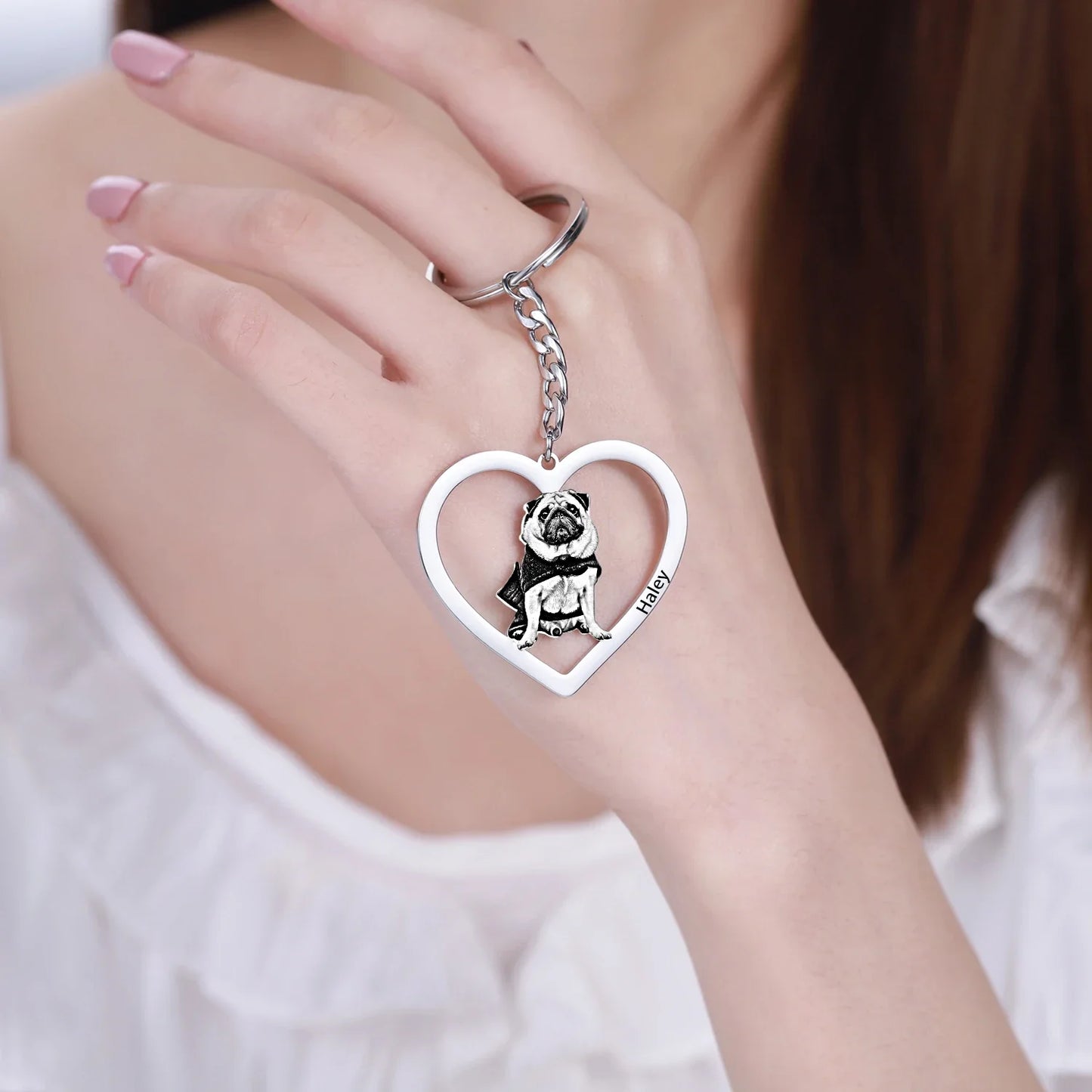 Personalized Pet Photo Necklace — Custom Engraved Dog & Cat Pendant, Handmade Memory Jewelry Keychain Gift