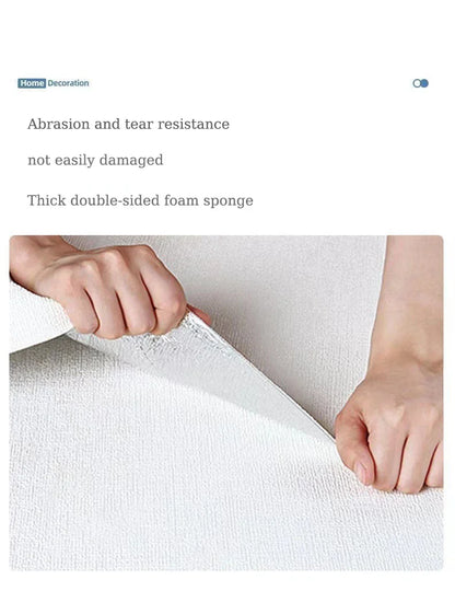 Linen 3D Foam Self-Adhesive PVC Wallpaper - Solid Color, Thickened Waterproof Wall Stickers for Home Renovation & Decor