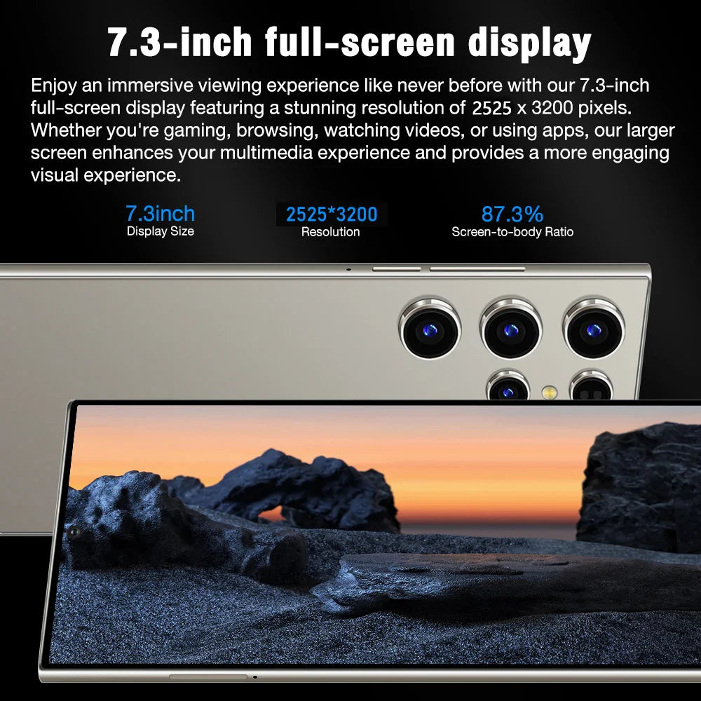 2026 HOT S26 Ultra Smartphone — 7.3" HD Global Edition, Dual SIM, 7800mAh Battery & Facial Recognition Function
