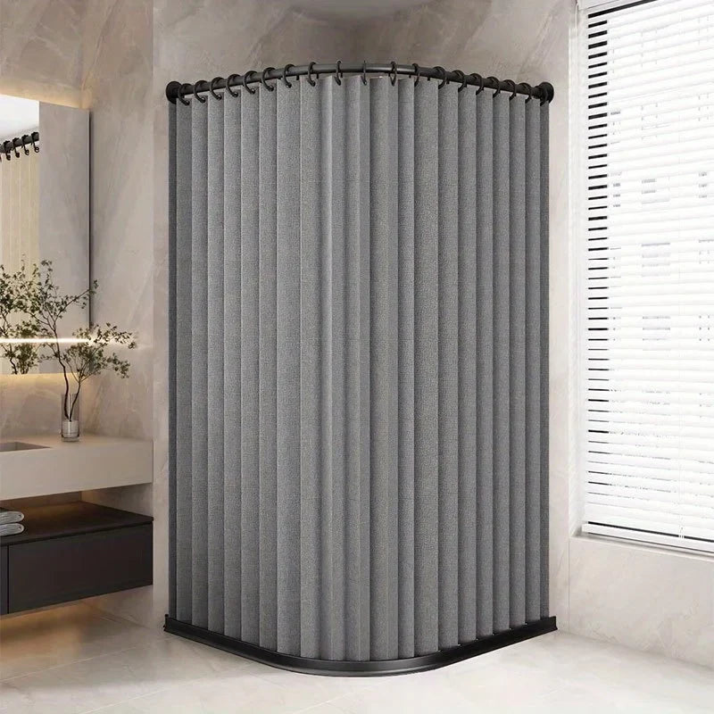 Foldable Magnetic Shower Curtain - Waterproof Bathroom Privacy Divider for Home, Apartment and Dorm