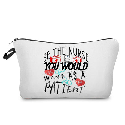 Organizer Toiletry Kit - Cartoon Letter Print Cosmetic Bag for Nurses, Doctors, Travel Makeup Bag, Women's Pencil Case Gift