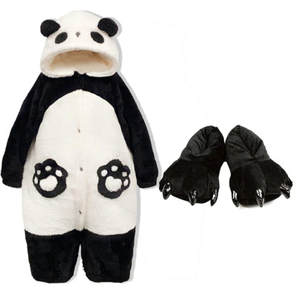 Winter Unisex Panda Robe Costume – Kigurumi Onesie, Unicorn Cosplay Pajamas, Animal Sleepwear Jumpsuit for Adults