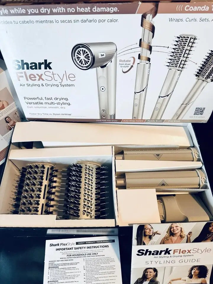 Shark HD430 FlexStyle Hair Dryer & Airwrap – Negative Ion Blow Dryer Brush, Multi-Styler with Auto-Wrap Curlers