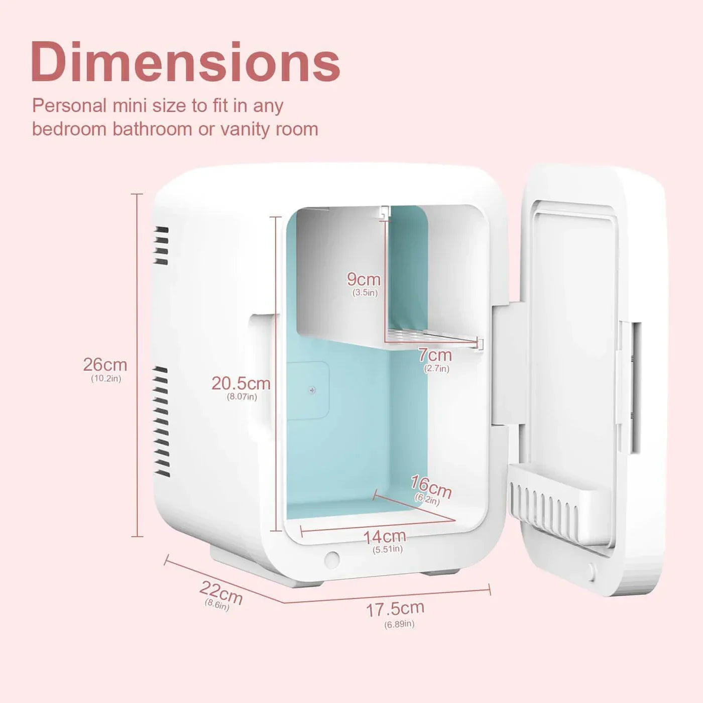 Cooseon 4L Mini Mirror Fridge – AC/DC Heated Cooling Beauty & Skincare Refrigerator, Portable Car Mini Fridge