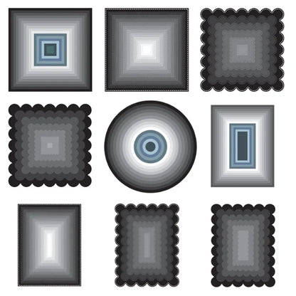 New Metal Cutting Dies for Scrapbook - Layer Frames in Rectangle, Square, Circle, Oval, Heart, Star Shapes - Background Stencils for Card Making