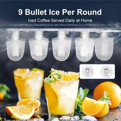 Automatic Mini Electric Ice Cube Maker – Portable Ice Machine for Bar, Home, Kitchen & Office, 9 Cubes in 6 Minutes
