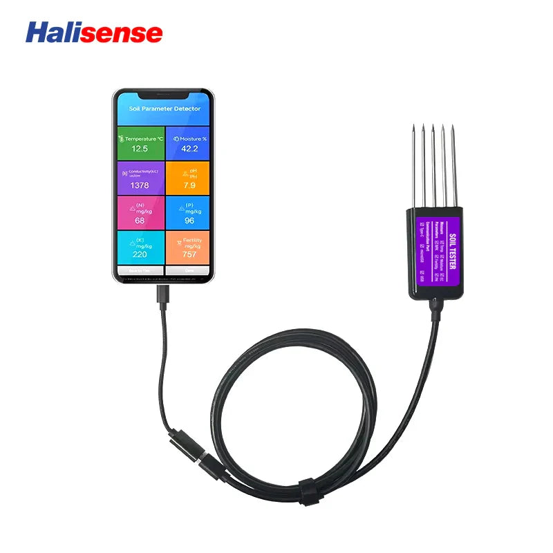 8 in 1 Soil Tester with USB Type-C – Temperature, Moisture, EC, PH, NPK, Portable Sensor, Free Android App