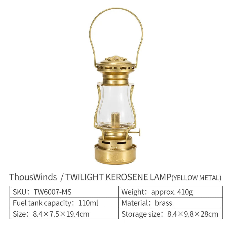 ThousWinds Twilight Kerosene Camping Lantern – Portable Retro Oil Lamp for Outdoor Picnic and Backpacking