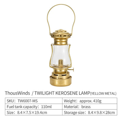 ThousWinds Twilight Kerosene Camping Lantern – Portable Retro Oil Lamp for Outdoor Picnic and Backpacking