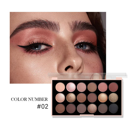 18-Color Eyeshadow Palette – Matte, Pearlescent, Shimmer & Glitter Shades, Long-Lasting Eye Makeup Kit
