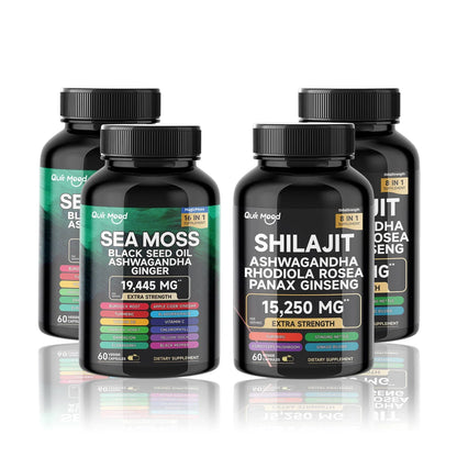 Sea Moss & Shilajit Supplement Bundle – 120 Capsules with Black Seed Oil, Ashwagandha, Ginger, Burdock Root, Turmeric & Black Pepper