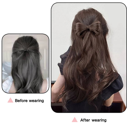 Bowknot Claw Clip Hair Bun – Synthetic Clip-In Hair Extensions for Women’s Daily Use