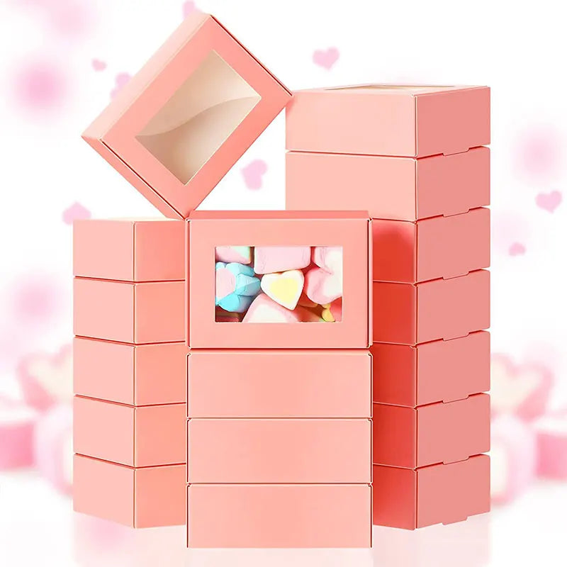 20/30/50PCS Kraft Paper Candy Boxes – Transparent PVC Window Gift Packaging for Soap, Wedding, Christmas, Baby Shower & Chocolate