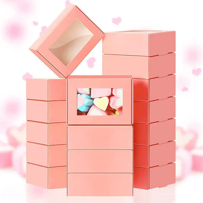 20/30/50PCS Kraft Paper Candy Boxes – Transparent PVC Window Gift Packaging for Soap, Wedding, Christmas, Baby Shower & Chocolate