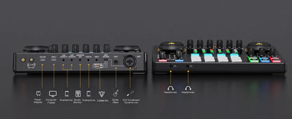 Maono AME2 Portable Audio Interface Sound Card – All-in-One DJ Mixer for Podcast Recording, Live Streaming, YouTube & Guitar PC