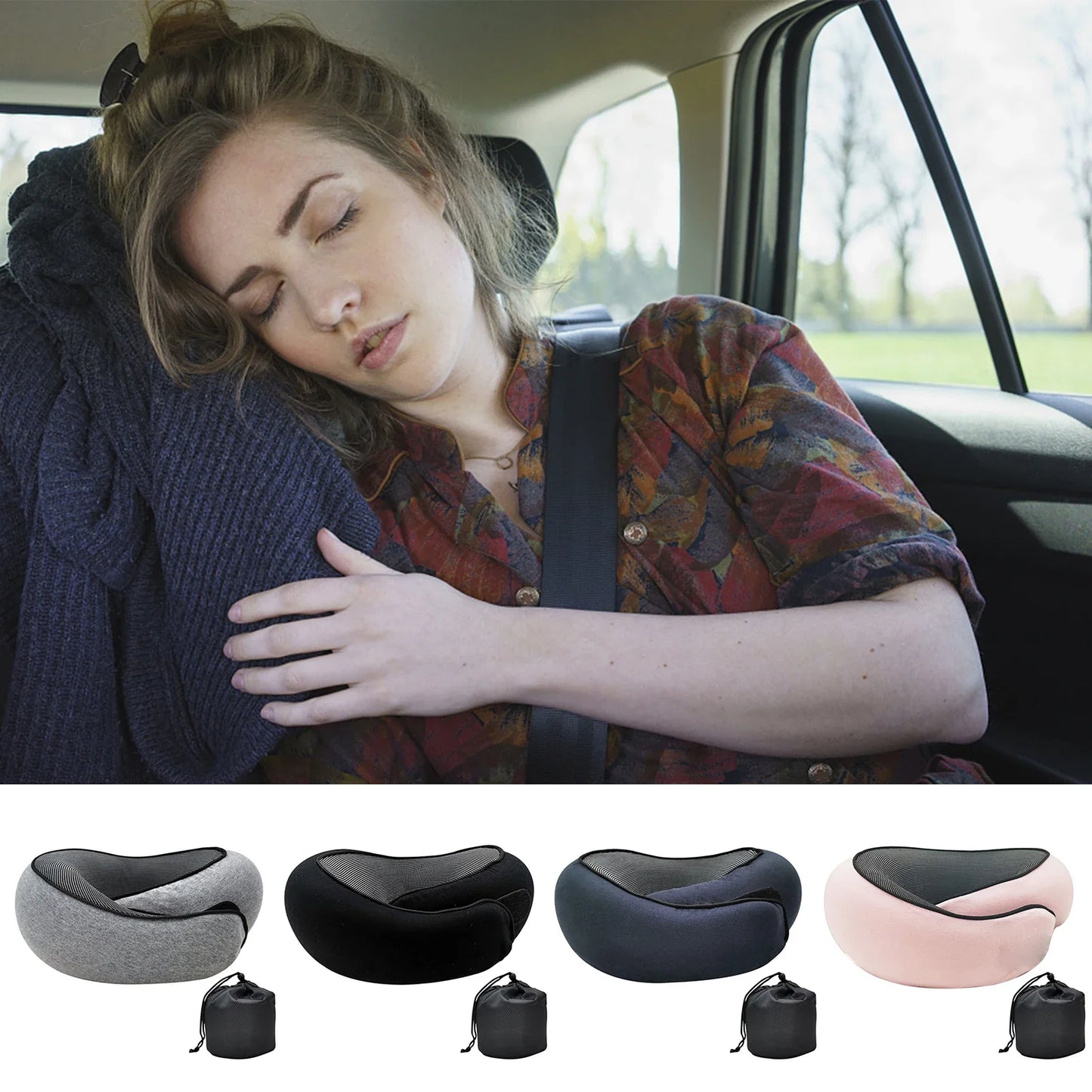 Travel Neck Pillow – Memory Foam U-Shaped Snail Style, Portable & Adjustable for Neck Support, Soft Noon Break Sleep Pillow