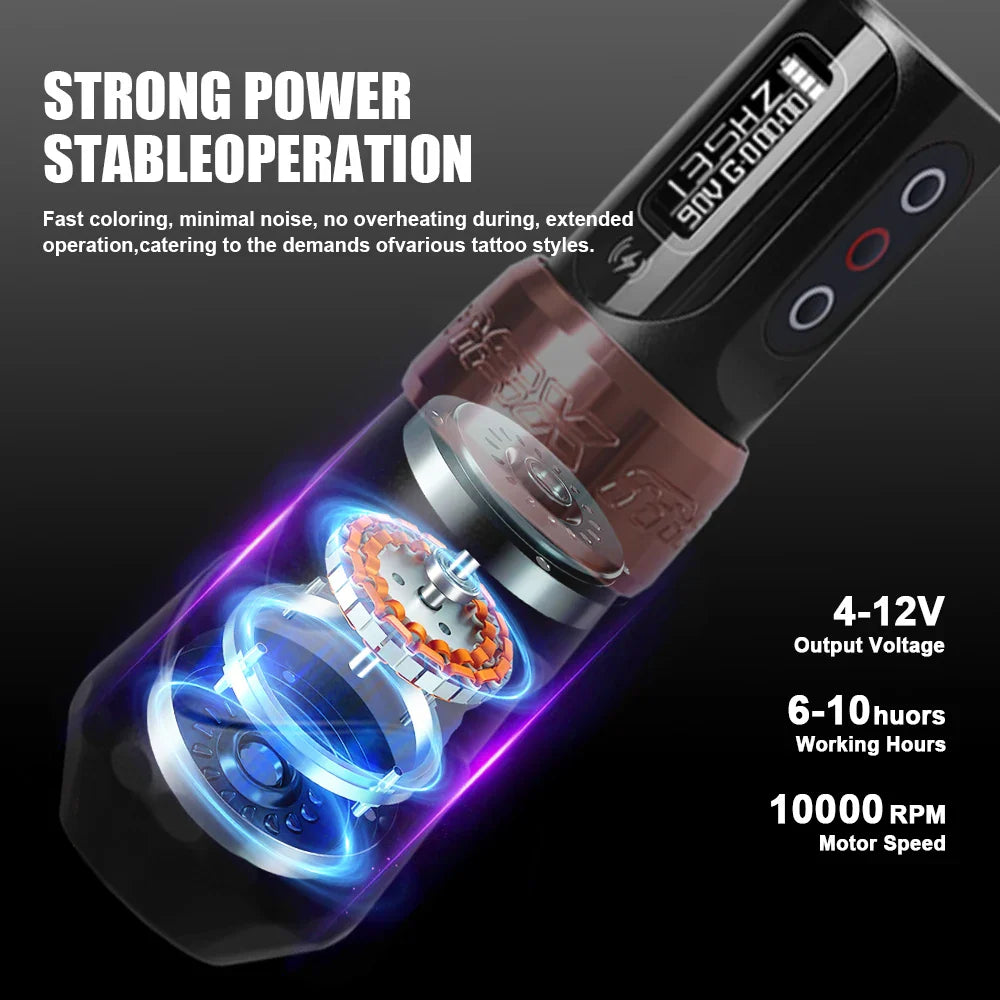 YILONG MAX Tattoo Machine Cartridge Pen, 2400mAh Battery, Coreless Motor, High Capacity, Professional Tattoo Pen for Artists