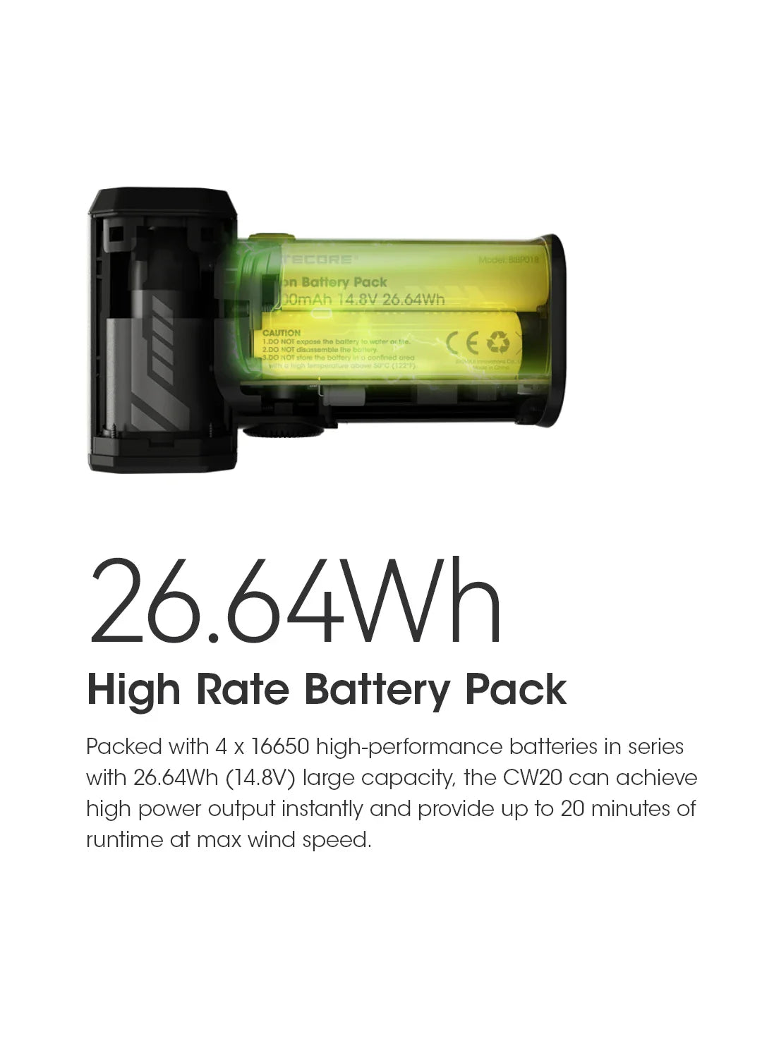 NITECORE CW20 Multipurpose Pocket Fan - Portable Stepless Wind Blower for Photography, Canon, Sony, Short Video & Camping