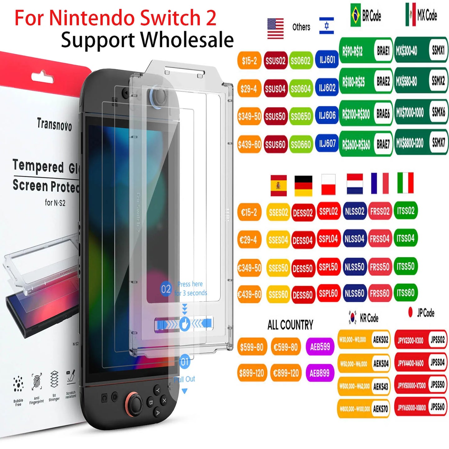 Tempered Glass Screen Protector for Nintendo Switch 2 (2025) — Ultra Clear 9H Hardness, Anti-Fingerprint, NS2 Protective Film