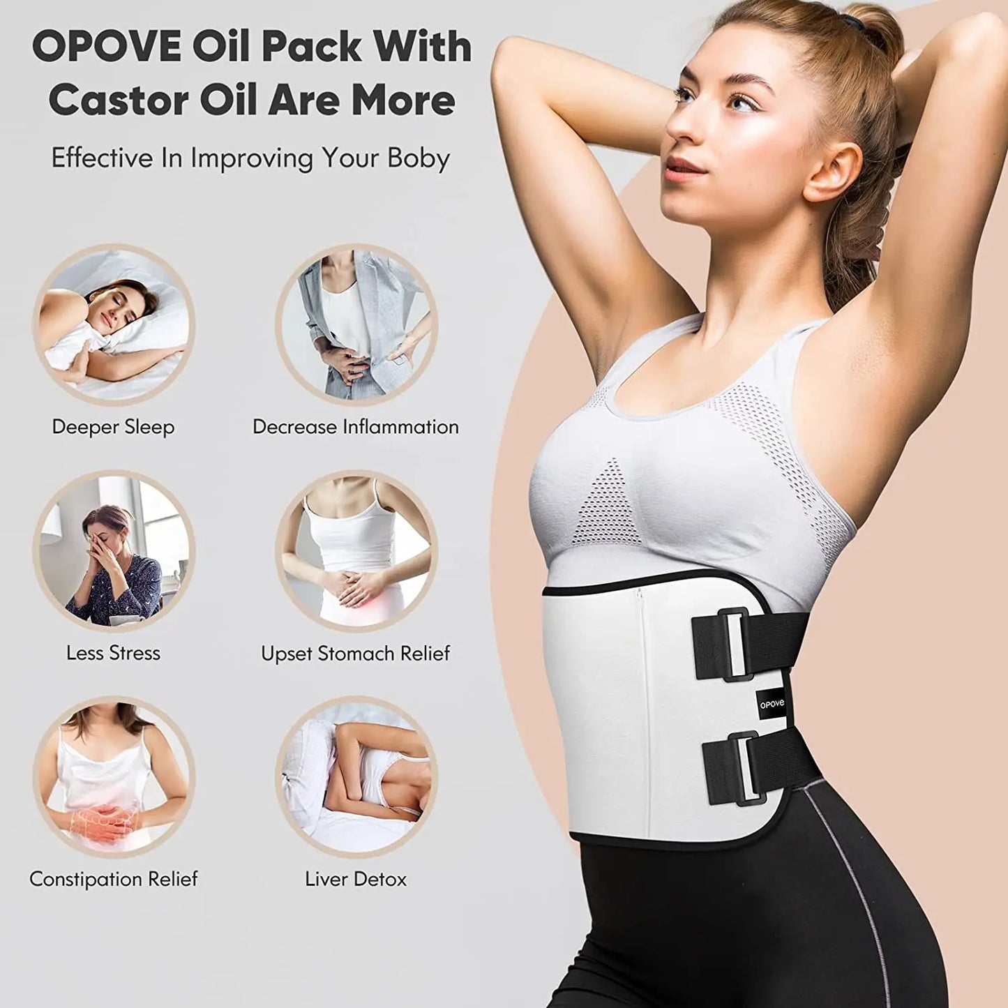 OPOVE Castor Oil Pack Wrap - 2 Pack Organic Cotton Flannel, Reusable Kit for Liver Detox, Fibroids & Thyroid Neck Care