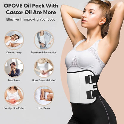 OPOVE Castor Oil Pack Wrap - 2 Pack Organic Cotton Flannel, Reusable Kit for Liver Detox, Fibroids & Thyroid Neck Care