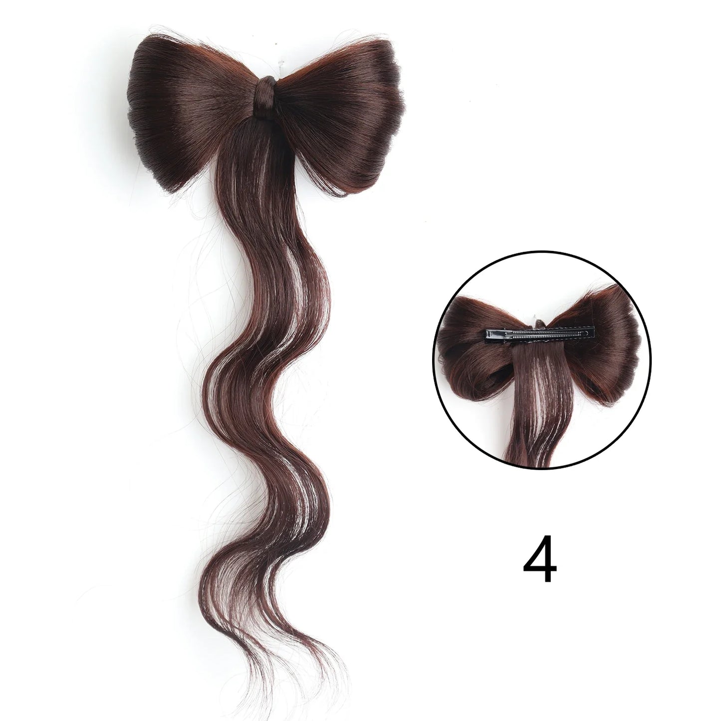 Bowknot Claw Clip Hair Bun – Synthetic Clip-In Hair Extensions for Women’s Daily Use