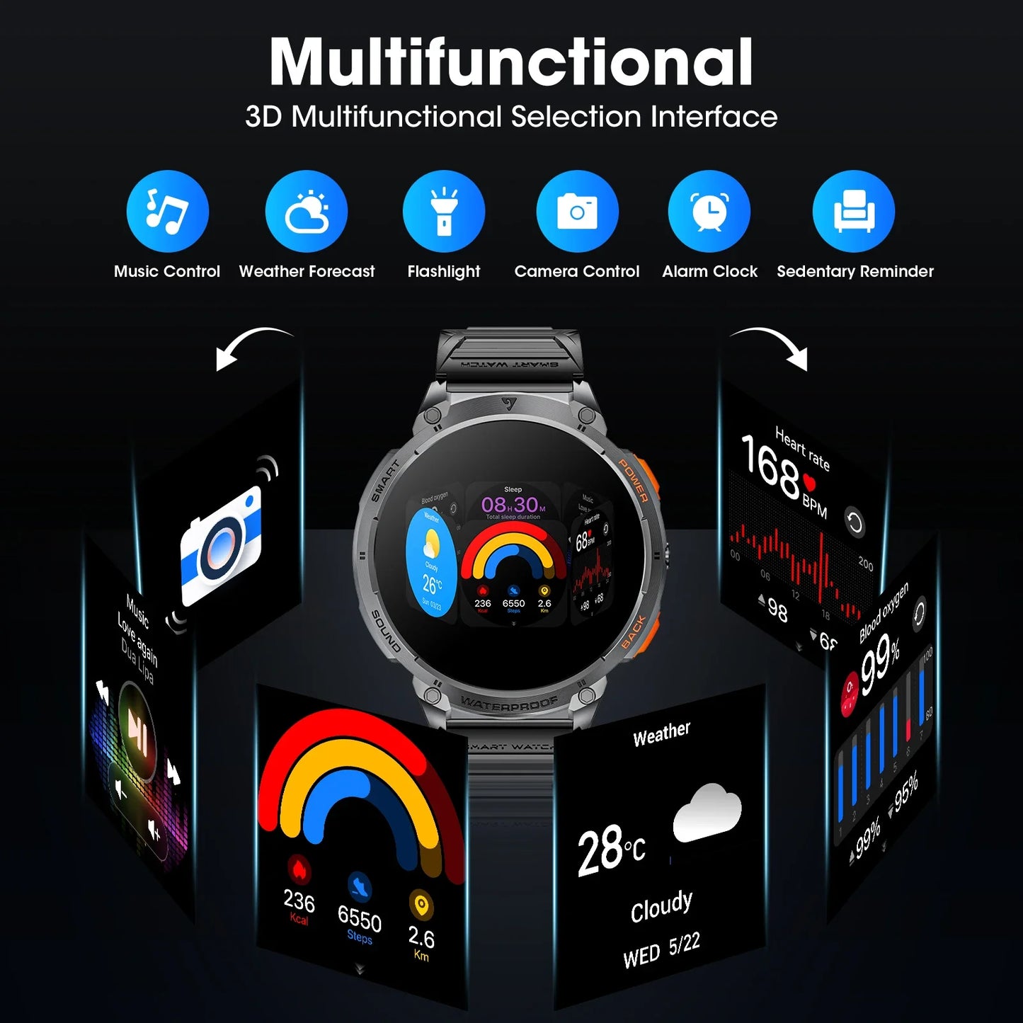 Karchilor 2025 Smartwatch — Men’s & Women’s Bluetooth Call Fitness Watch with 1.85" HD Screen, Waterproof Sports Tracker