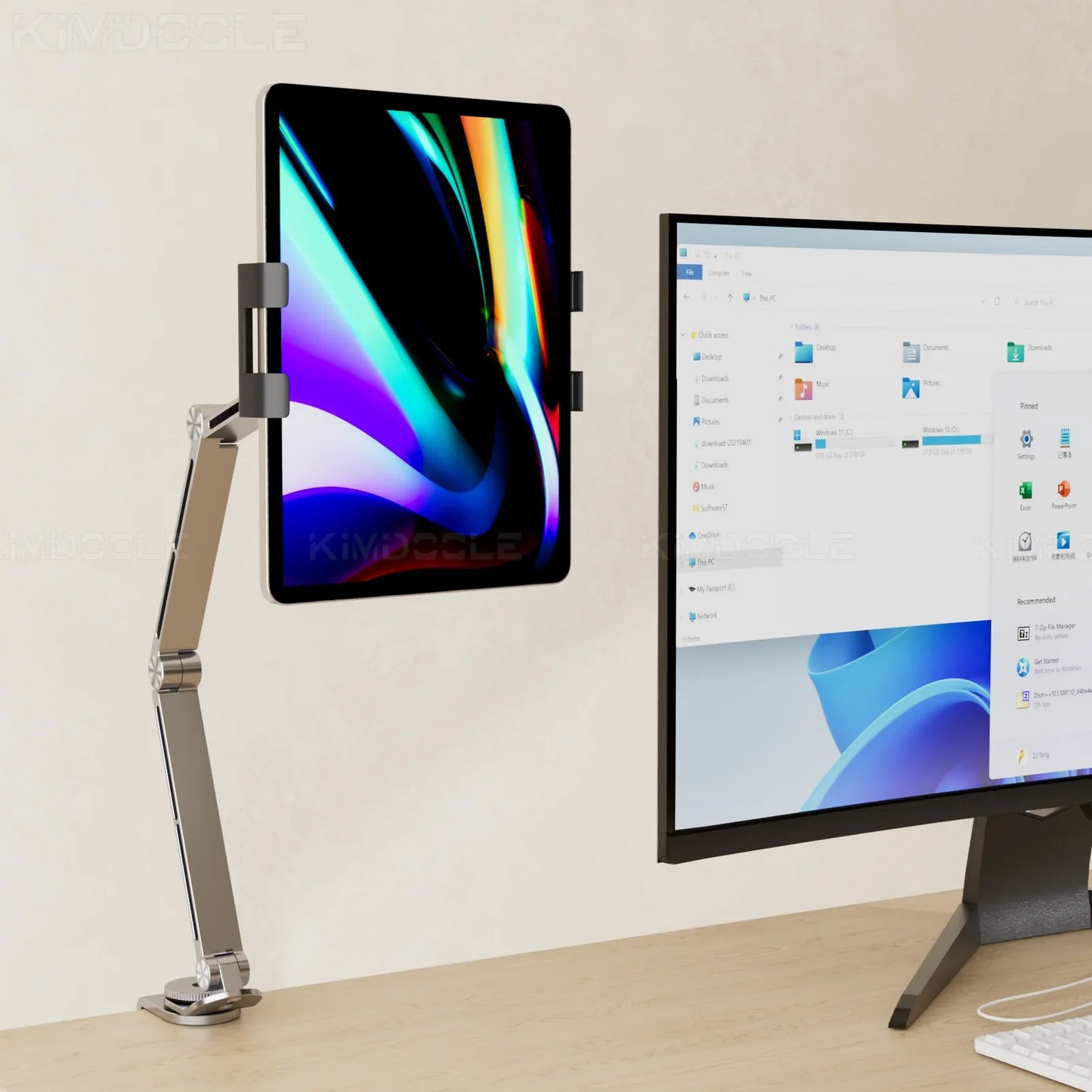 Artpowers Adjustable Tablet Holder – Portable Stand for iPad, Monitor, Phone & Laptop with Rotating Clip Mount