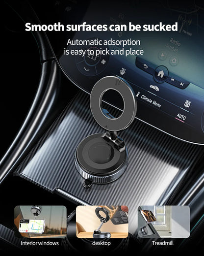 K007 Magnetic Car Phone Holder - Foldable, 360° Adjustable Vacuum Mount for Car, Desk, Bathroom, Universal Use