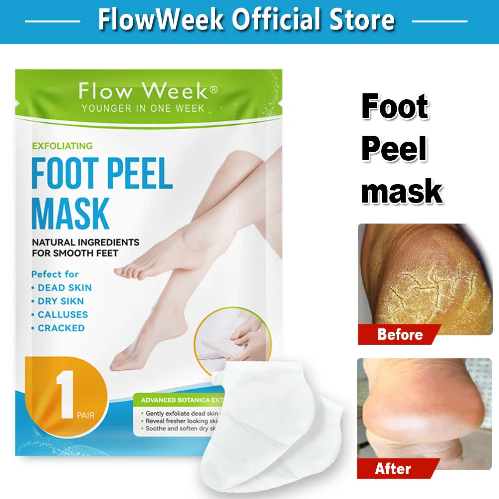 FlowWeek Exfoliating Foot Mask – Removes Dead Skin, Calluses & Dry, Chapped Feet for Smooth, Soft Skin