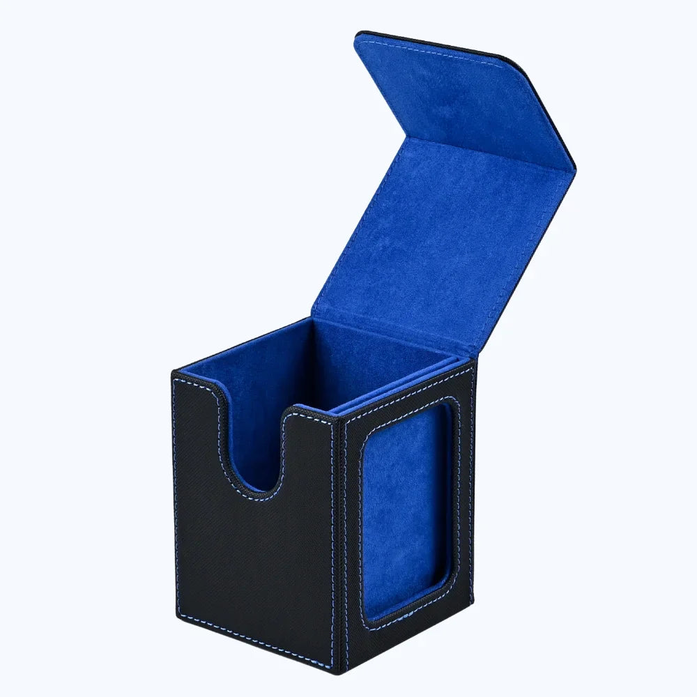 PU Leather Trading Card Deck Box for 120+ Sleeved Cards with Magnetic Closure & Display Window
