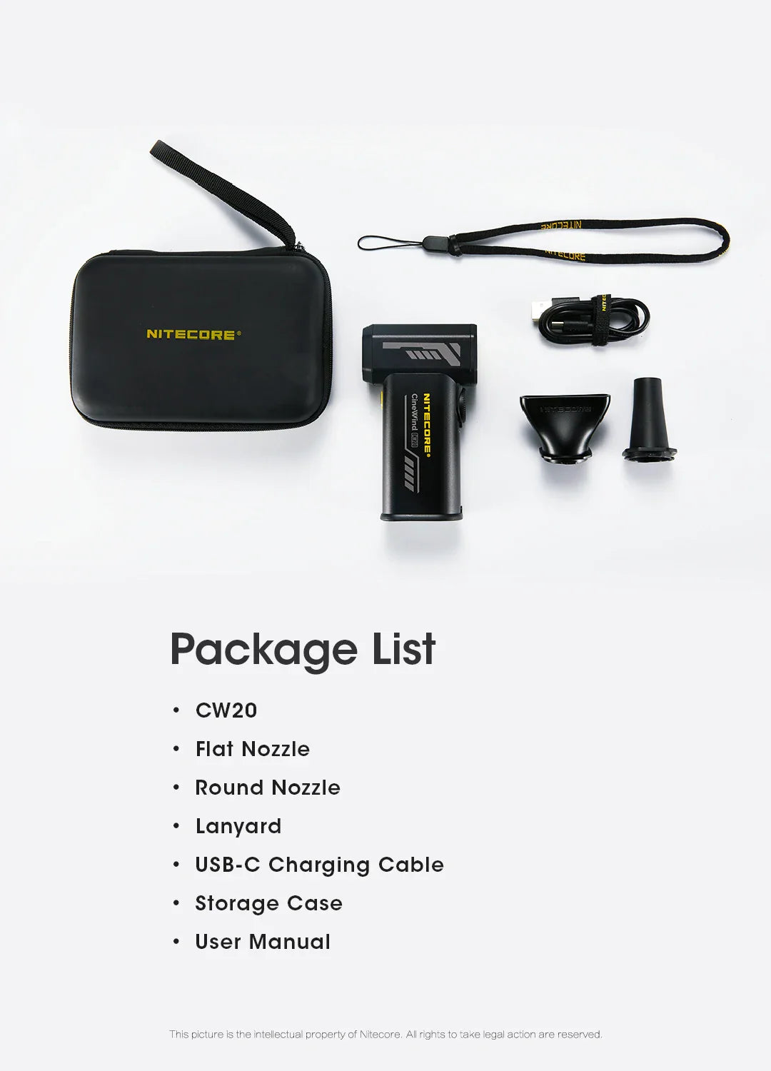 NITECORE CW20 Multipurpose Pocket Fan - Portable Stepless Wind Blower for Photography, Canon, Sony, Short Video & Camping