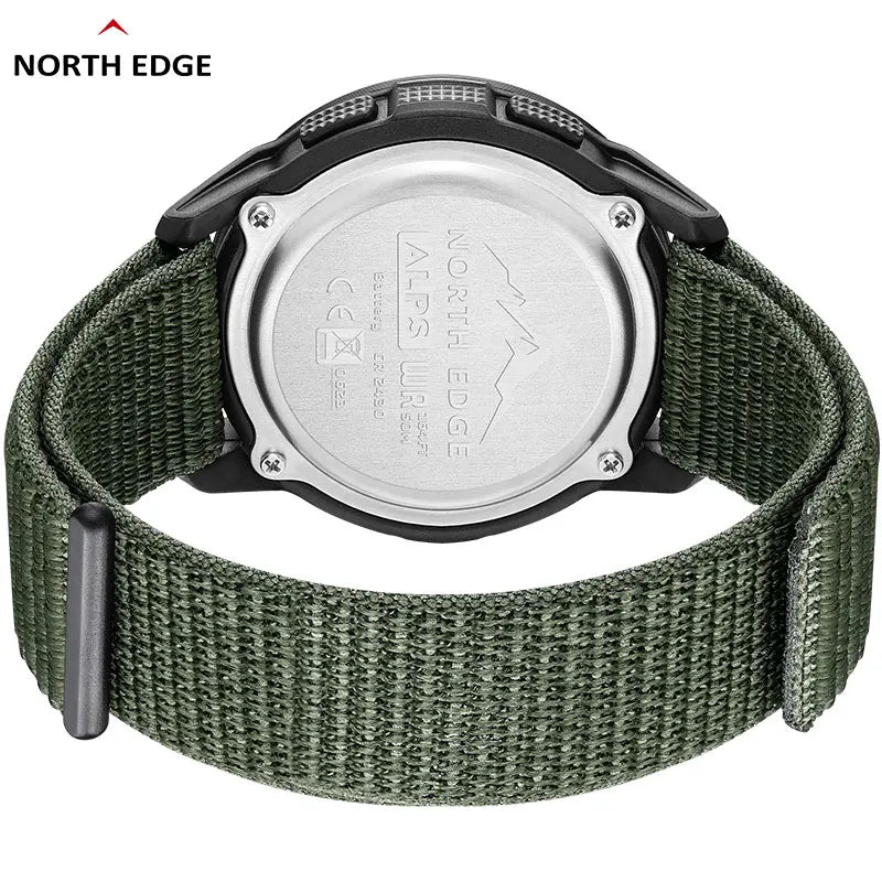 NORTH EDGE ALPS Men’s Digital Carbon Fiber Sports Watch – Shock-Resistant Military Style, Super Light, 50M Waterproof with Compass