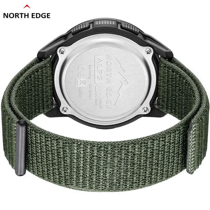 NORTH EDGE ALPS Men’s Digital Carbon Fiber Sports Watch – Shock-Resistant Military Style, Super Light, 50M Waterproof with Compass