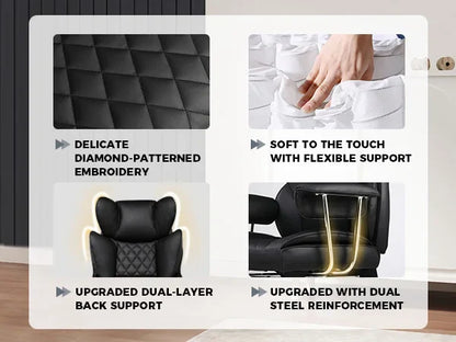 Big and Tall Gaming Chair with Ergonomic Lumbar Support and Footrest Office Chair