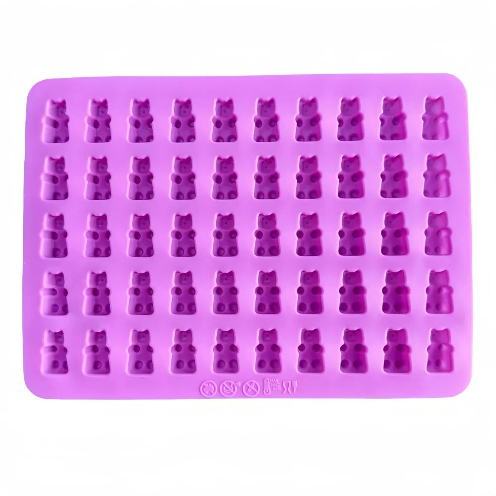 Gummy Bear Silicone Molds - Mini Chocolate Candy Molds with Droppers Food Grade Nonstick Baking Set of 4