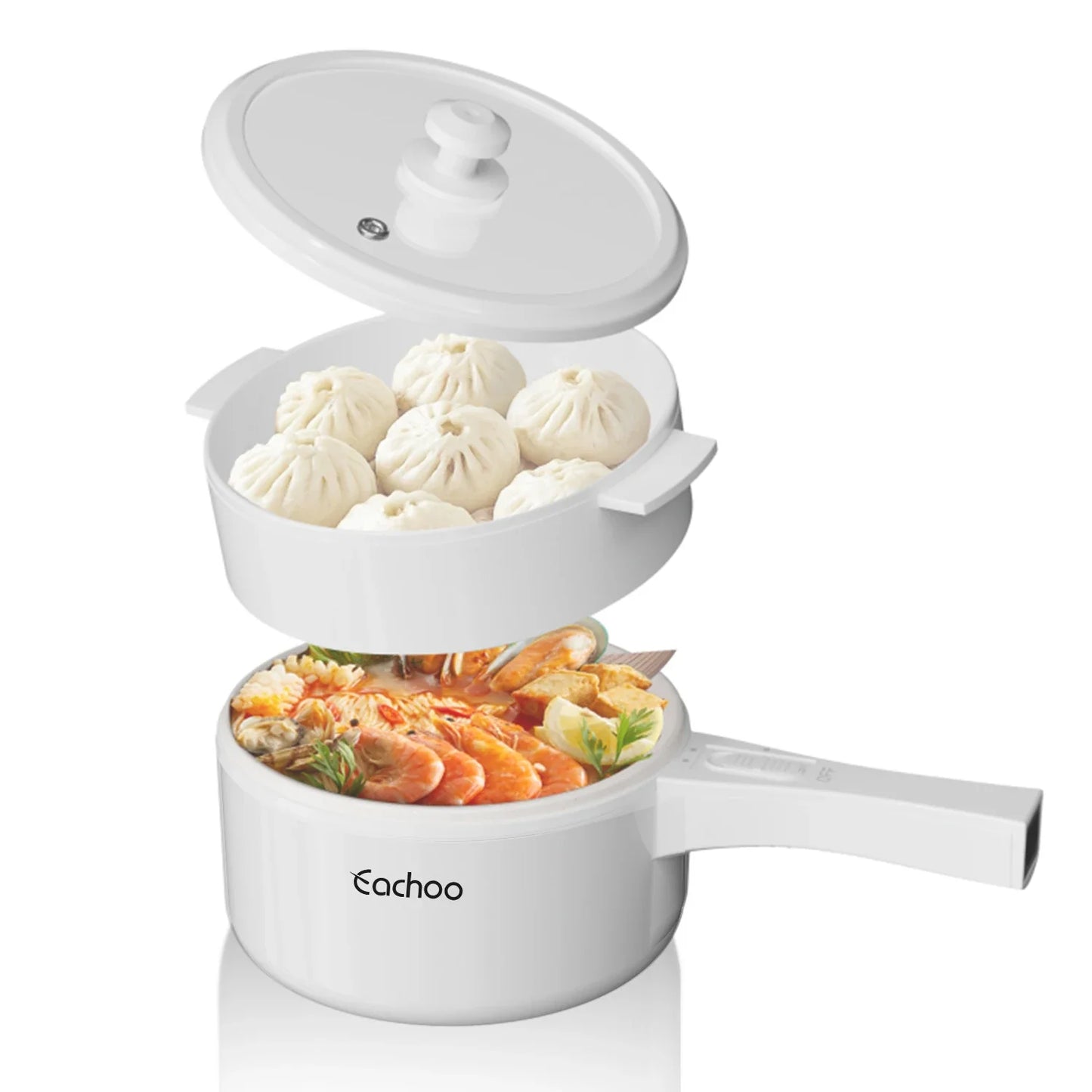 Electric Hot Pot with Steamer | 1.5L Non-Stick Frying Pan for Noodles, Soup, Steak & Adjustable Power