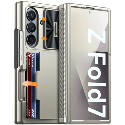 Samsung Galaxy Z Fold 7 Case – Black Shockproof Silicone Wallet with RFID Card Holder, Hinge & Camera Protection