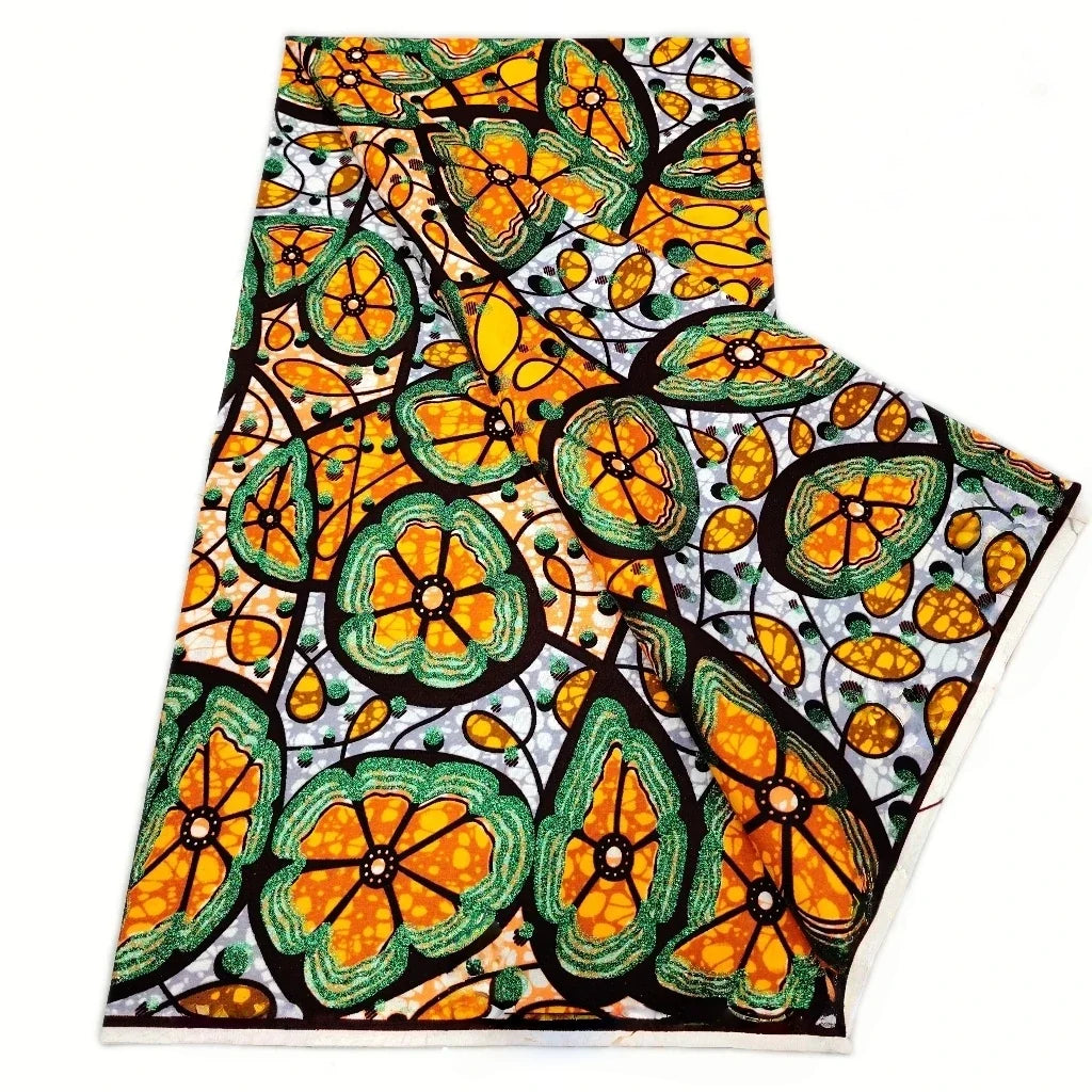 Grand Super Ankara Wax Fabric - Original 100% Cotton Glitter Batik Pagne 6 Yards Nigerian Party Dress Sewing Material
