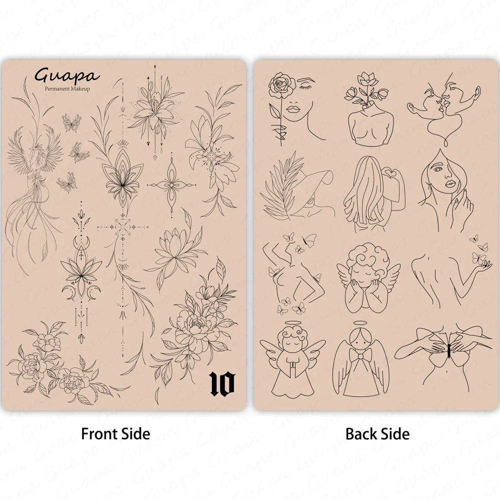 Silicone Practice Skin for Permanent Makeup — Double-Sided Latex Sheet with Brows Design for Hair Stroke Training