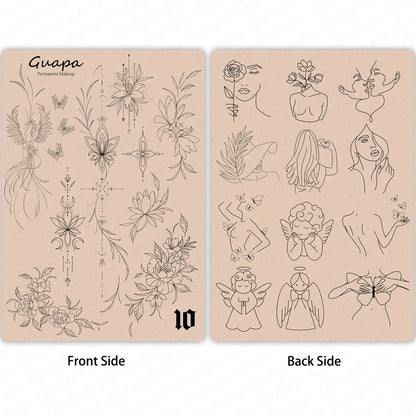 Silicone Practice Skin for Permanent Makeup — Double-Sided Latex Sheet with Brows Design for Hair Stroke Training