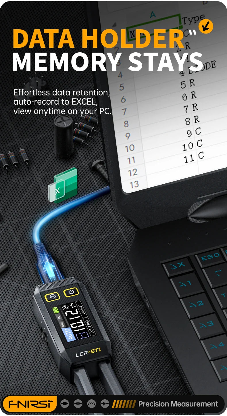 FNIRSI LCR-ST1 Mini Smart Tweezer – LCR, ESR, Resistance & Capacitance Tester for SMD Components