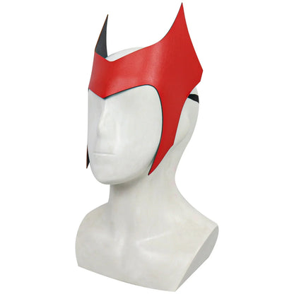 Scarlet Witch Cosplay Headband & Mask — Leather Face Cover for Adult Halloween, Superhero Costume & Party Props