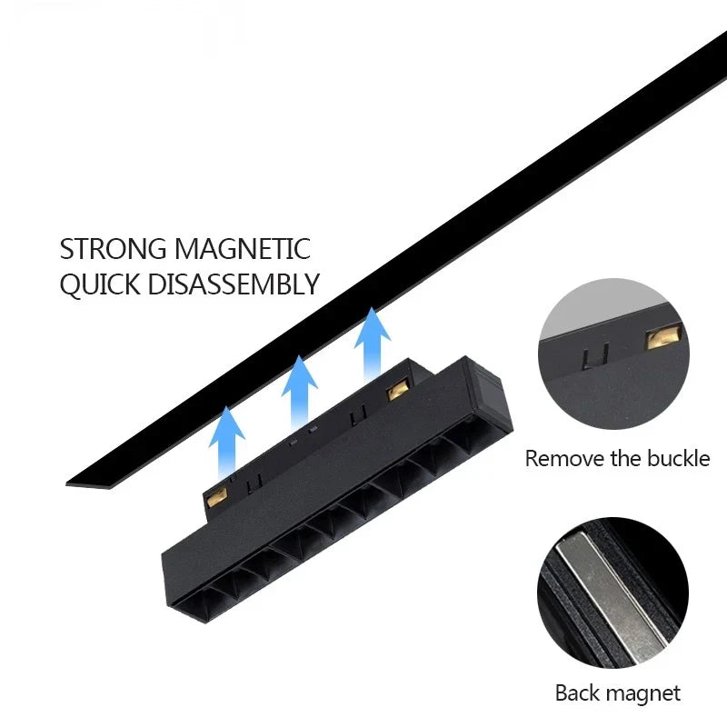New Magnetic Track Light – Dimmable 48V LED Ceiling Lamp with Remote Control & No Main Light Design Spotlight