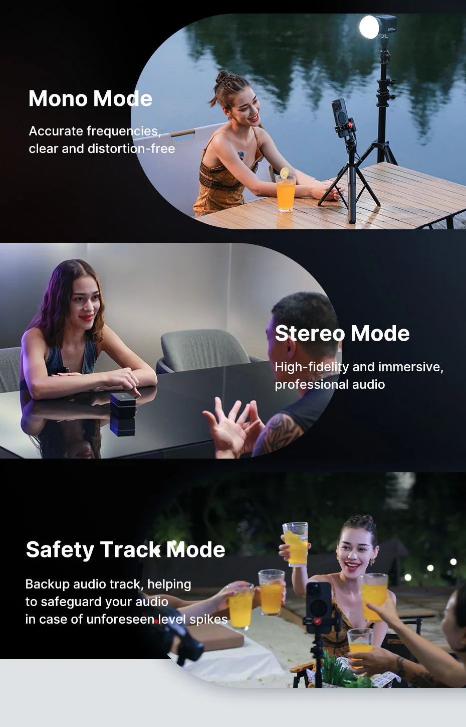 Ulanzi AM18 U-Mic 2.4G Wireless Stereo Microphone – 100m Dual-Channel Recording for DSLR, iOS, Android & PC Live Interviews