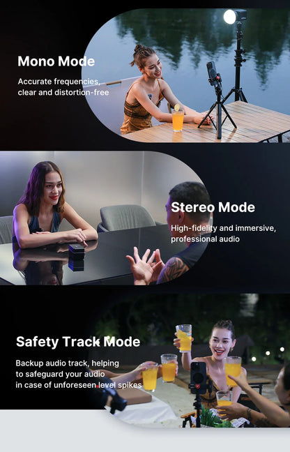 Ulanzi AM18 U-Mic 2.4G Wireless Stereo Microphone – 100m Dual-Channel Recording for DSLR, iOS, Android & PC Live Interviews