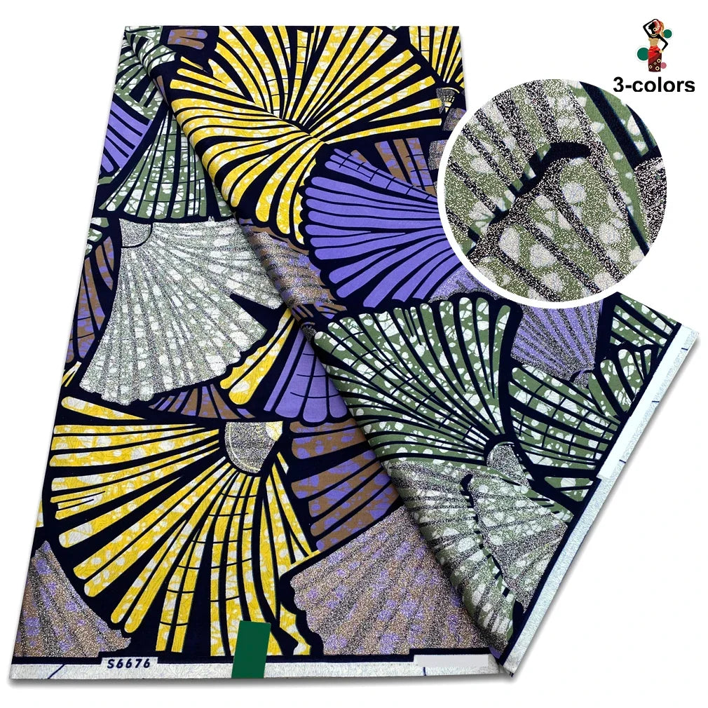 Premium Gold Print Pagne Fabric - 100% Cotton African Real Wax Ankara Grand SUP Nigerian Fabric