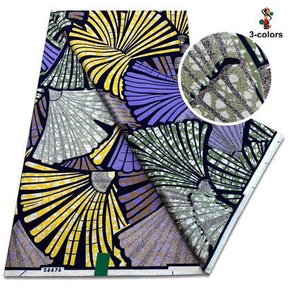 Premium Gold Print Pagne Fabric - 100% Cotton African Real Wax Ankara Grand SUP Nigerian Fabric