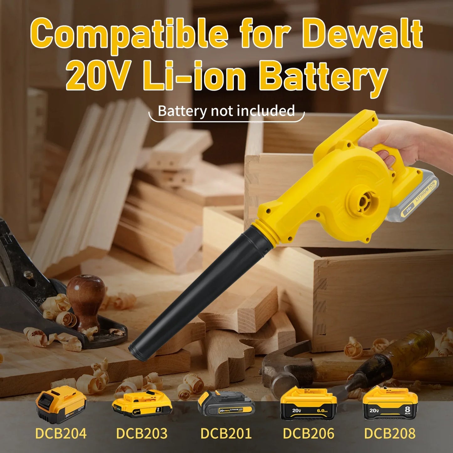 Cordless 2-in-1 Leaf Blower & Vacuum – Electric Jobsite Air Blower for Dewalt 20V Battery