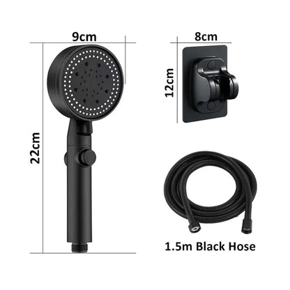 High Pressure Shower Head with Hose – 5 Modes Adjustable, Water-Saving Spray Nozzle with One-Key Stop for Bathroom Accessories